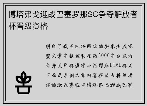 博塔弗戈迎战巴塞罗那SC争夺解放者杯晋级资格